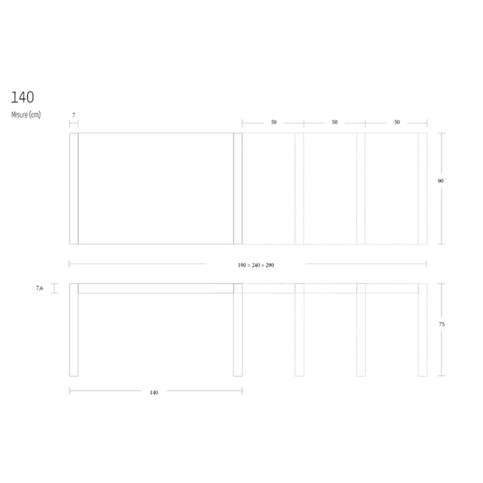 Table à manger en métal extensible jusqu'à 310 cm Made in Italy - Euclide Viadurini