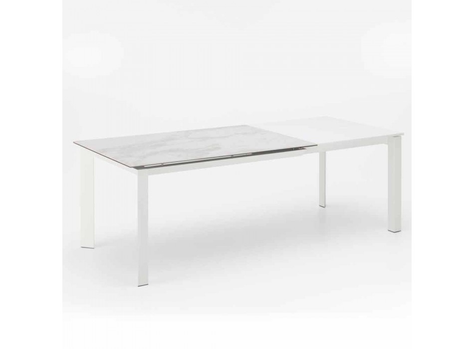 Table à manger extensible avec plateau en céramique effet marbre, Nosate Viadurini