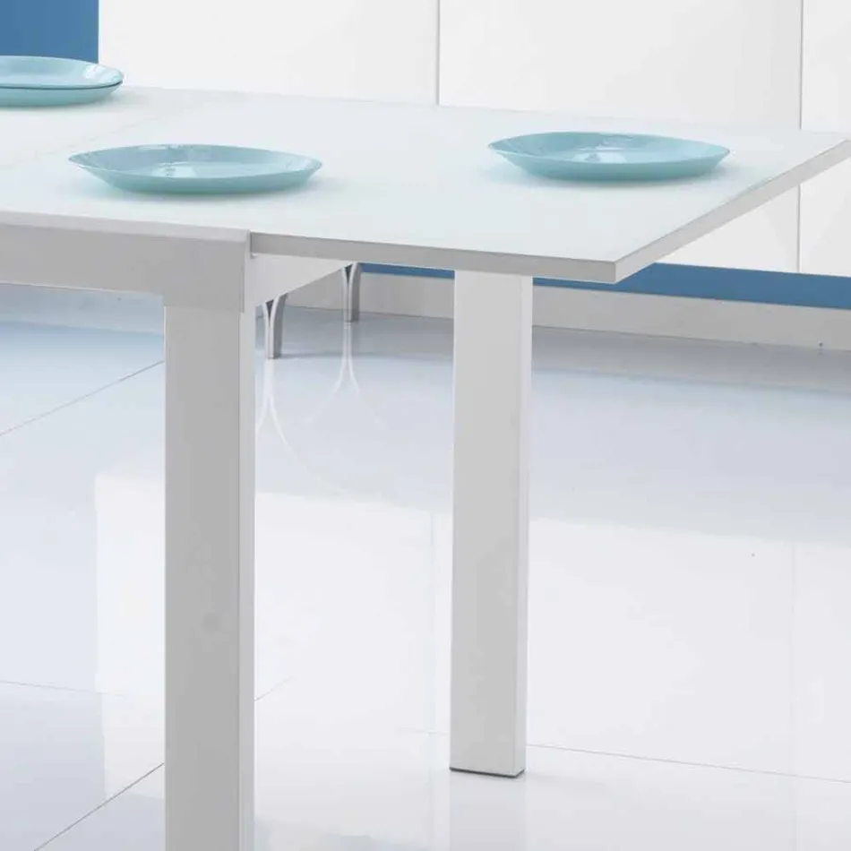 table à manger extensible avec plateau en verre Teo Viadurini