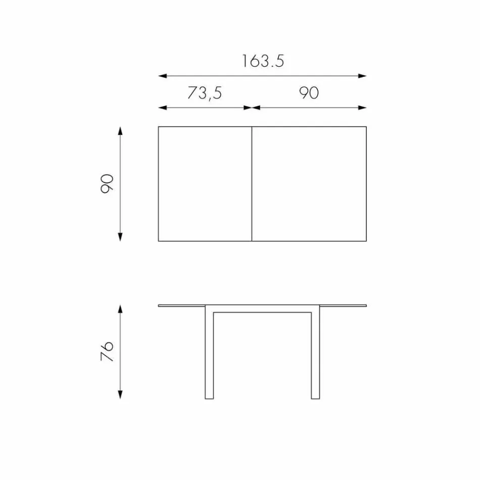 Table à manger extensible avec plateau en verre Teo Viadurini
