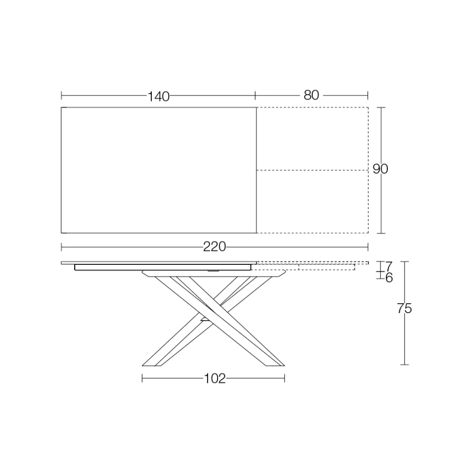 Table à manger extensible avec structure en métal fabriquée en Italie - Élastique Viadurini
