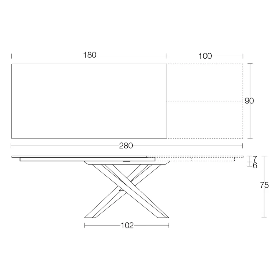 Table à manger extensible avec structure en métal fabriquée en Italie - Élastique Viadurini