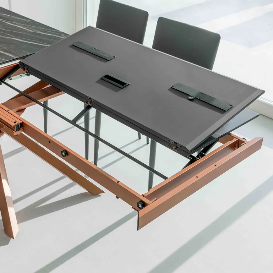 Table à manger extensible avec structure en métal fabriquée en Italie - Élastique Viadurini