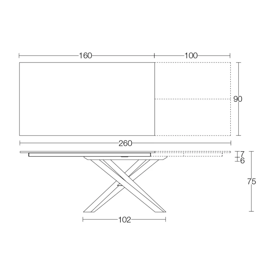 Table à manger extensible avec structure en métal fabriquée en Italie - Élastique Viadurini
