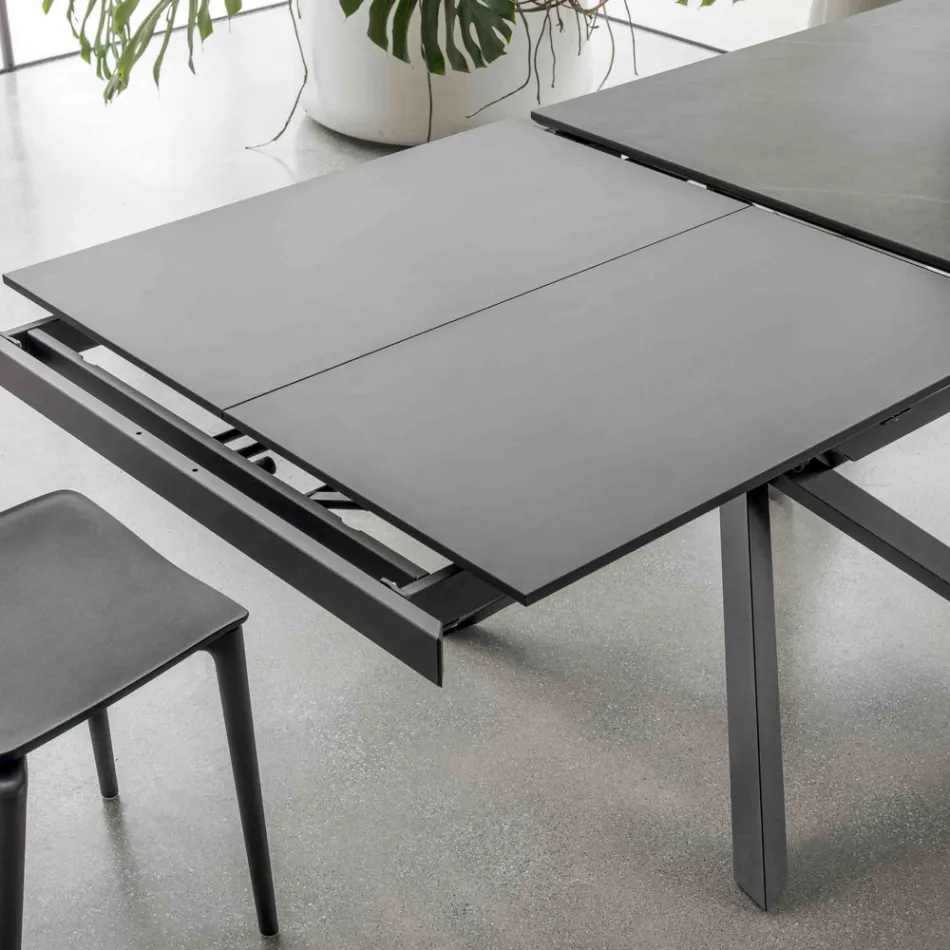 Table à manger extensible avec structure en métal fabriquée en Italie - Élastique Viadurini
