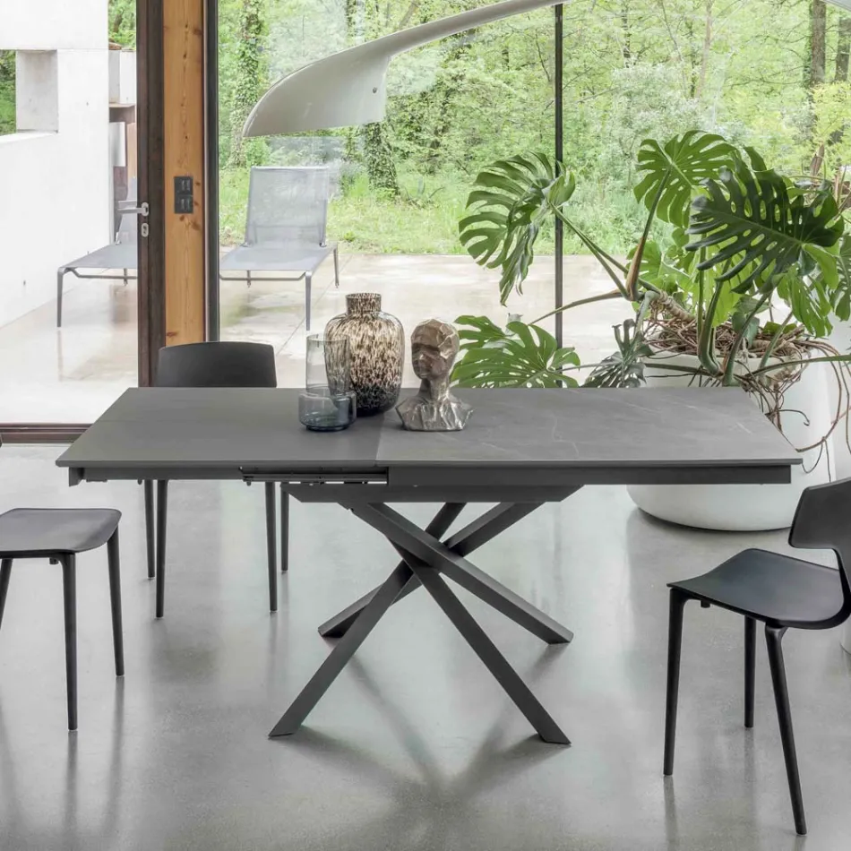 Table à manger extensible avec structure en métal fabriquée en Italie - Élastique Viadurini