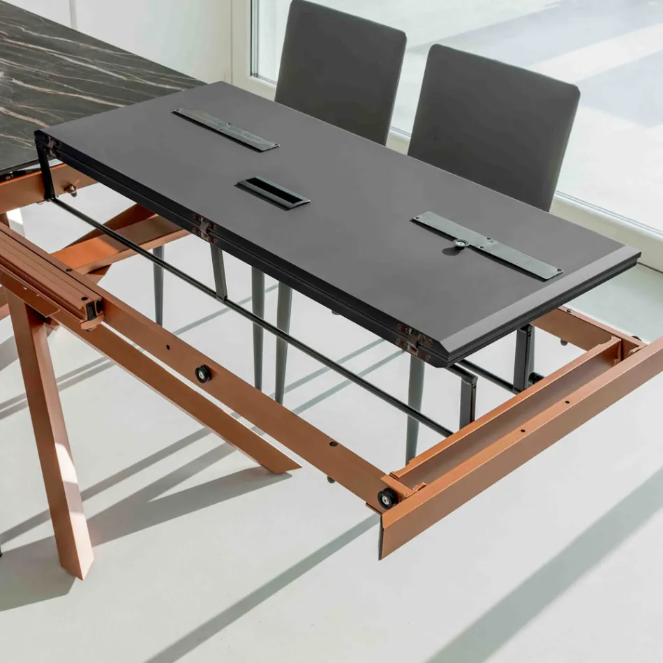 Table à manger extensible avec structure en métal fabriquée en Italie - Élastique Viadurini