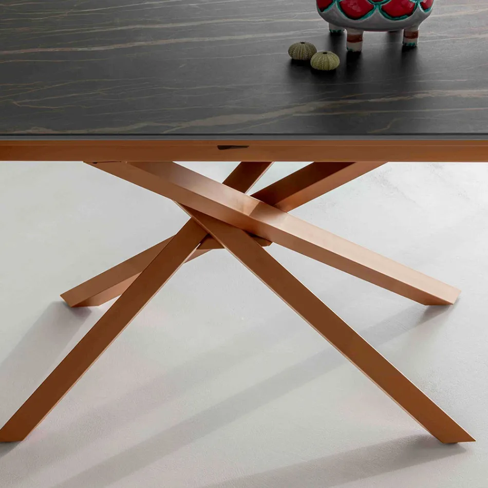 Table à manger extensible avec structure en métal fabriquée en Italie - Élastique Viadurini