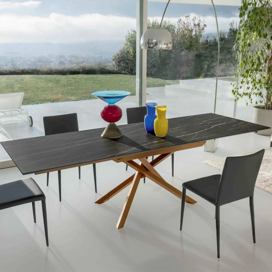 Table à manger extensible avec structure en métal fabriquée en Italie - Élastique Viadurini