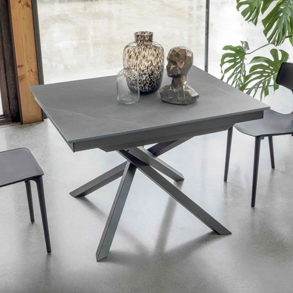 Table à manger extensible avec structure en métal fabriquée en Italie - Élastique Viadurini