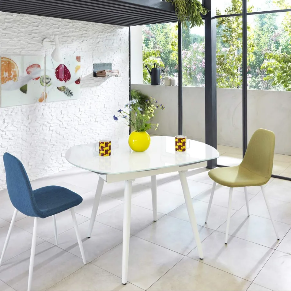 Table à rallonge Japan avec plateau en verre, de design moderne Viadurini