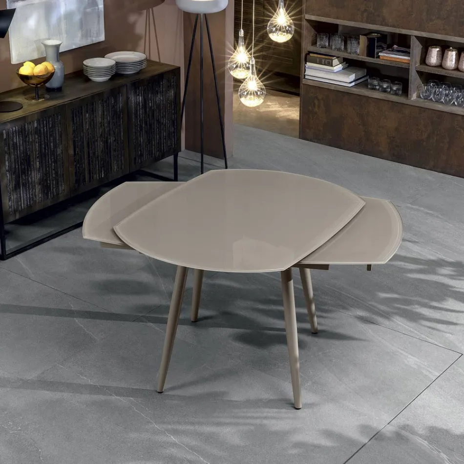 Table à rallonge Japan avec plateau en verre, de design moderne Viadurini