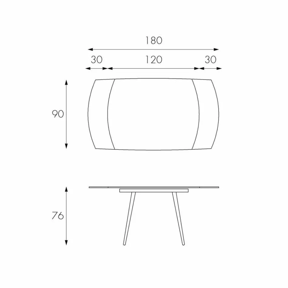 Table à manger extensible avec le Japon Nouveau dessus en verre Viadurini