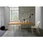 Table à manger extensible jusqu'à 280 cm en bois et verre Made in Italy - Focus Viadurini