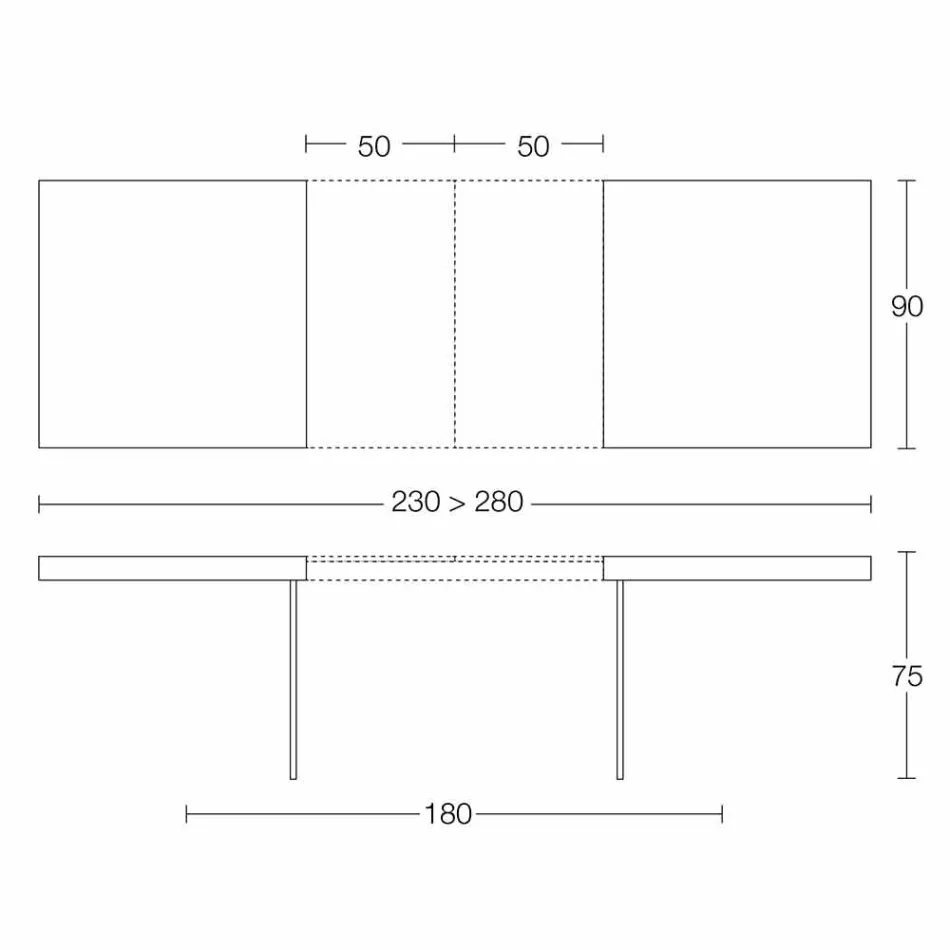 Table à manger extensible jusqu'à 280 cm en bois et verre Made in Italy - Focus Viadurini