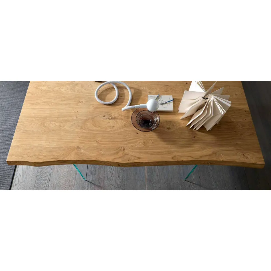 Table à manger extensible jusqu'à 280 cm en bois et verre Made in Italy - Focus Viadurini