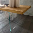 Table à manger extensible jusqu'à 280 cm en bois et verre Made in Italy - Focus Viadurini