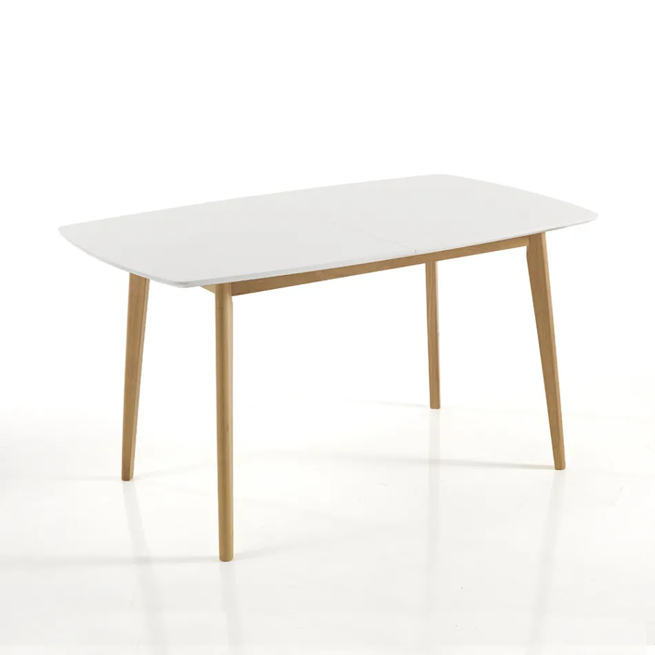 Table à manger extensible jusqu'à 150 cm en Mdf et bois massif - Decio Viadurini
