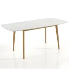 Table à manger extensible jusqu'à 150 cm en Mdf et bois massif - Decio Viadurini