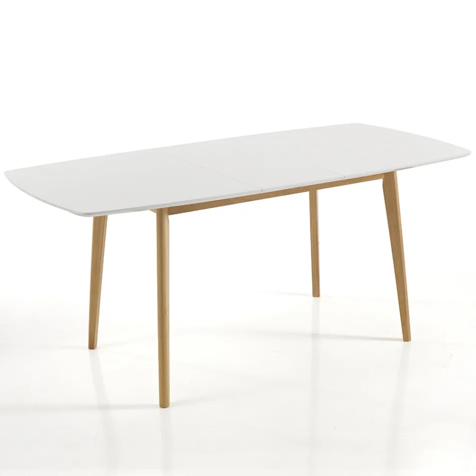 Table à manger extensible jusqu'à 150 cm en Mdf et bois massif - Decio Viadurini