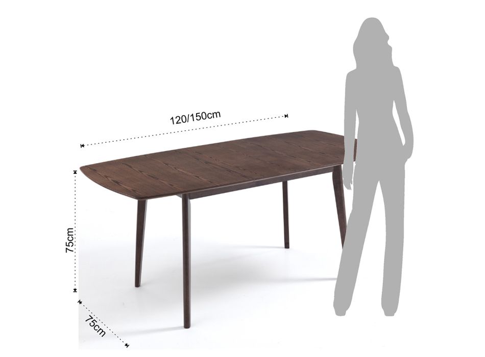 Table à manger extensible jusqu'à 150 cm en Mdf et bois massif - Decio Viadurini