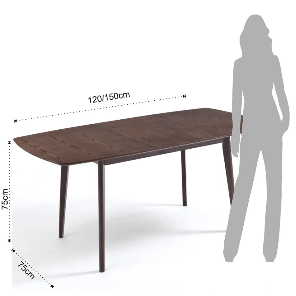 Table à manger extensible jusqu'à 150 cm en Mdf et bois massif - Decio Viadurini