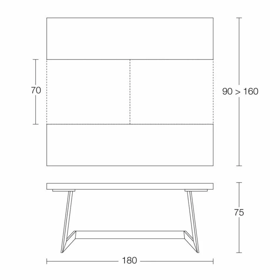 Table à manger extensible jusqu'à 160 cm en bois Made in Italy - Eugenia Viadurini