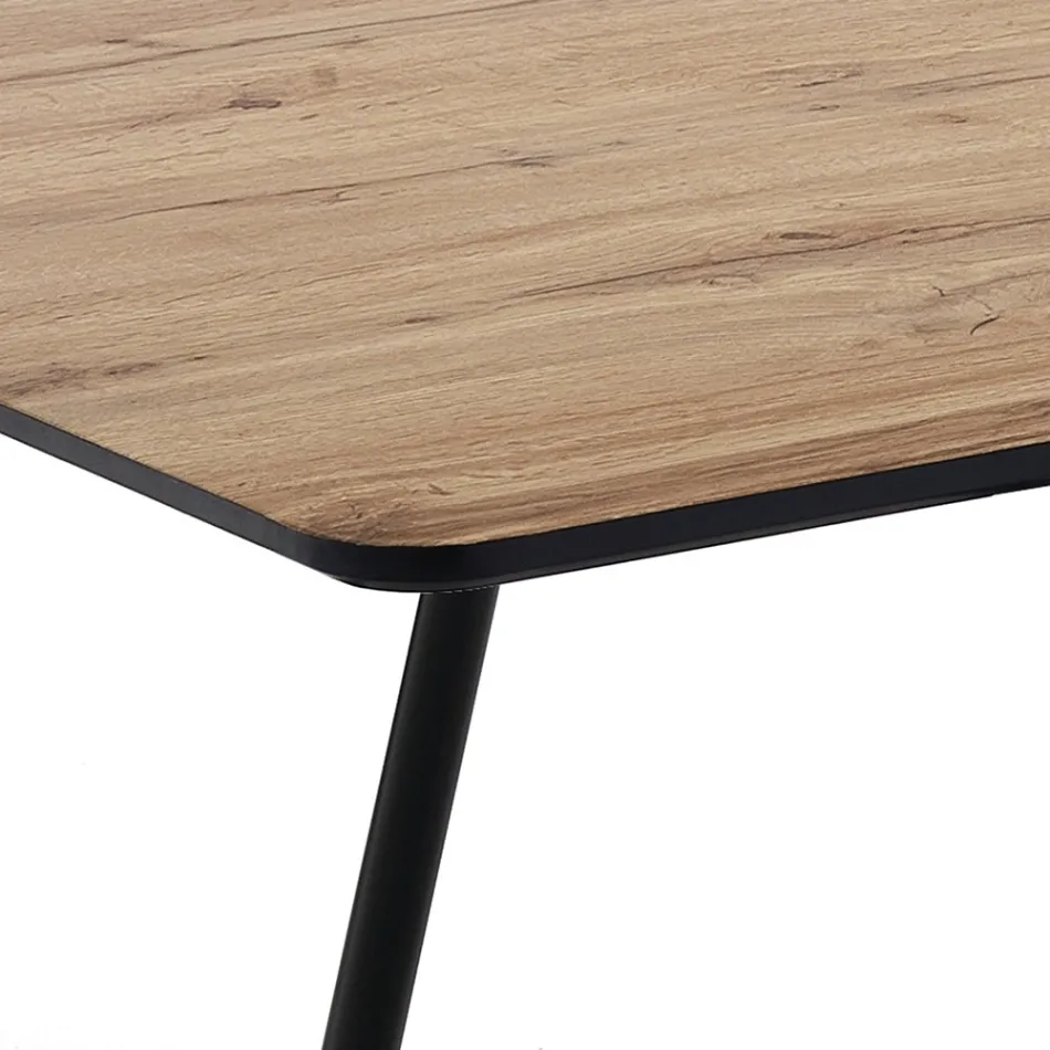 Table à manger extensible jusqu'à 160 cm en Mdf et métal noir - Crumiro Viadurini