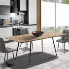 Table à manger extensible jusqu'à 160 cm en Mdf et métal noir - Crumiro Viadurini