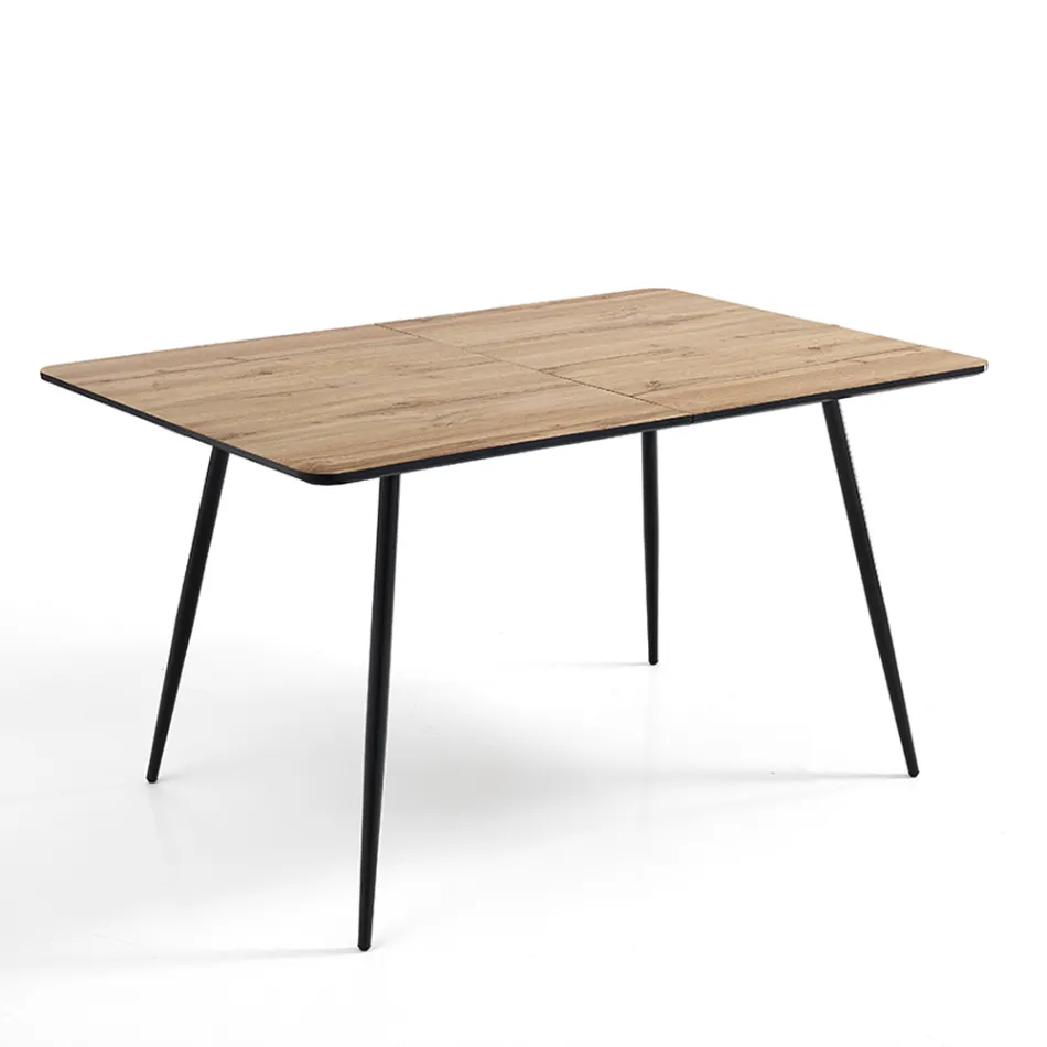 Table à manger extensible jusqu'à 160 cm en Mdf et métal noir - Crumiro Viadurini