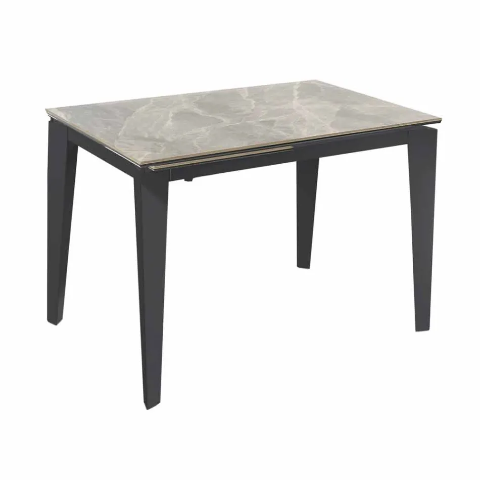 Table à manger extensible jusqu'à 170 cm en métal moderne et céramique - Syrta Viadurini