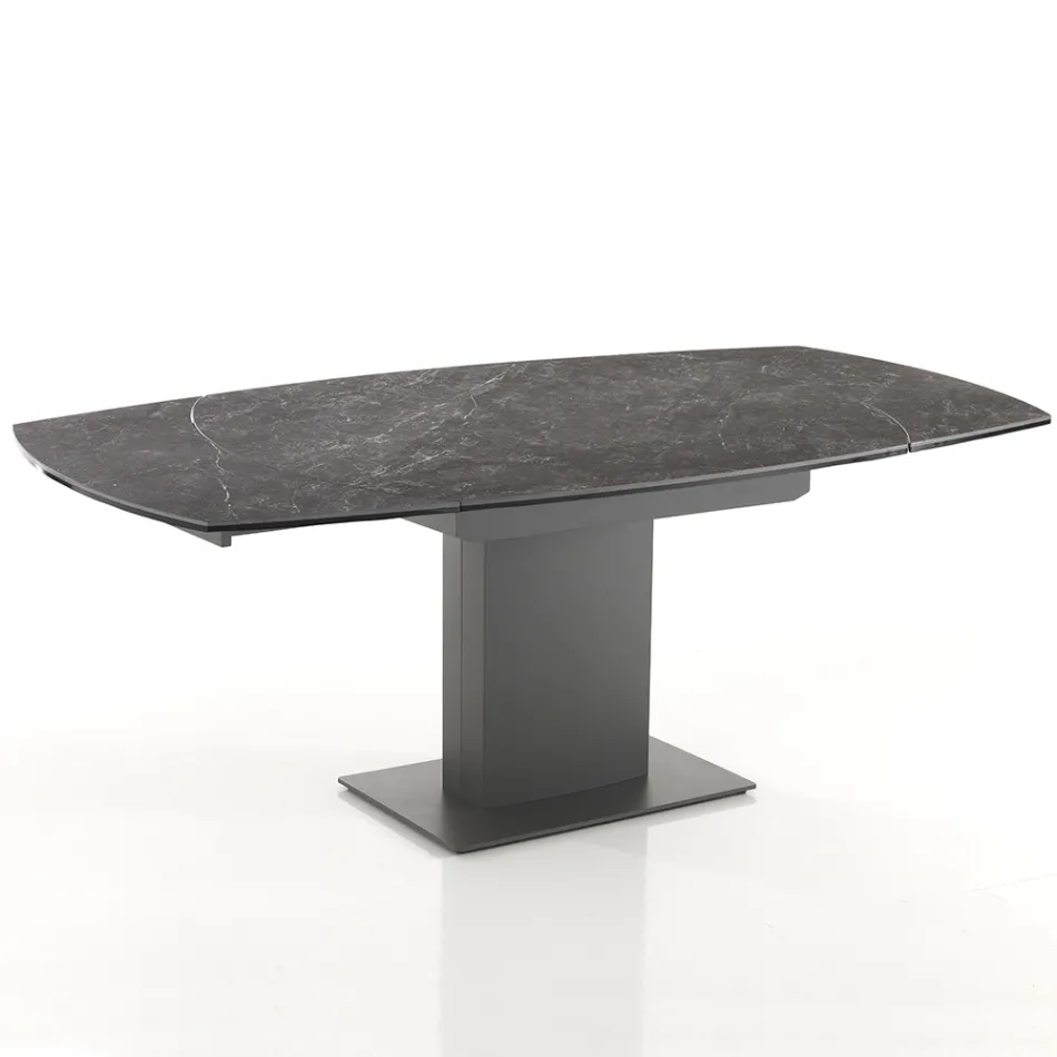 Table à manger extensible jusqu'à 180 cm en céramique et acier - Catone Viadurini