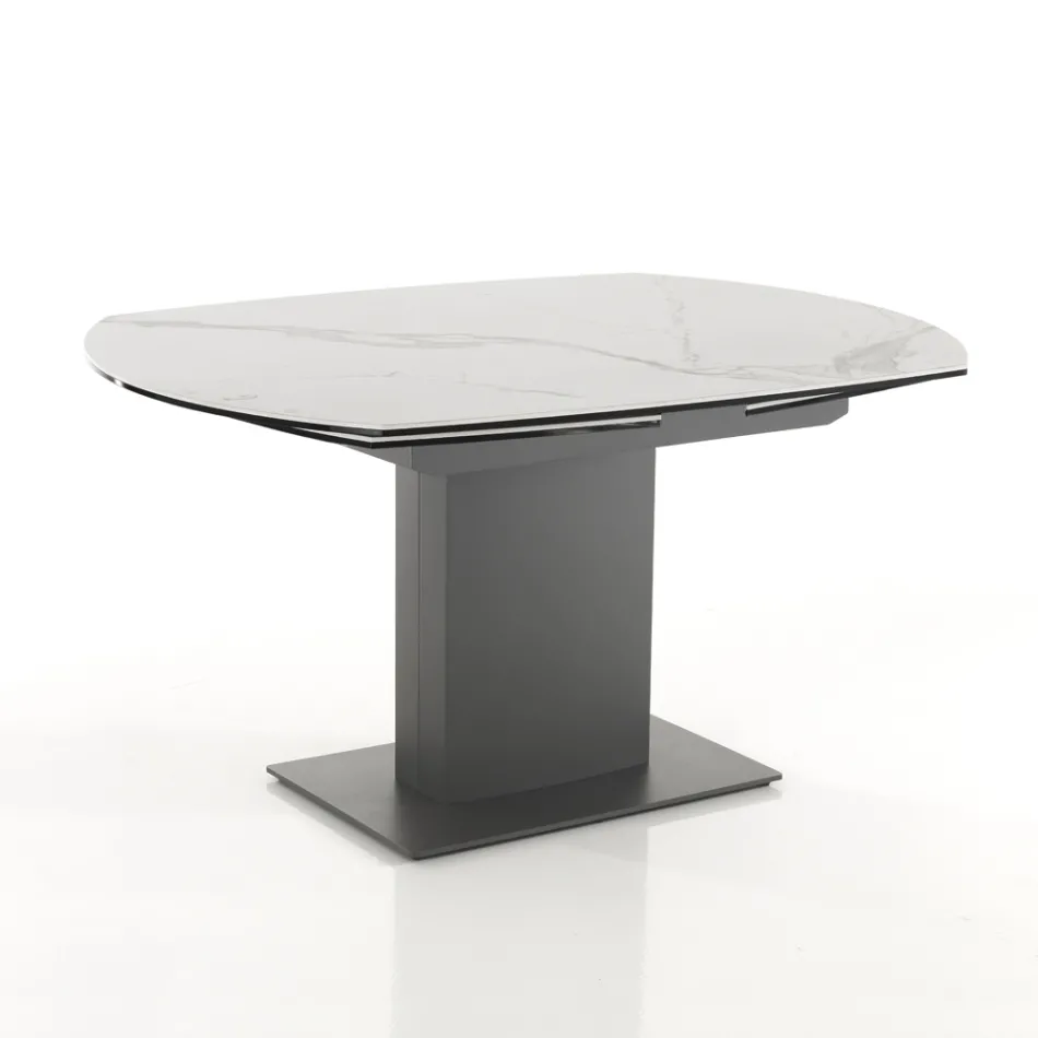 Table à manger extensible jusqu'à 180 cm en céramique et acier - Catone Viadurini