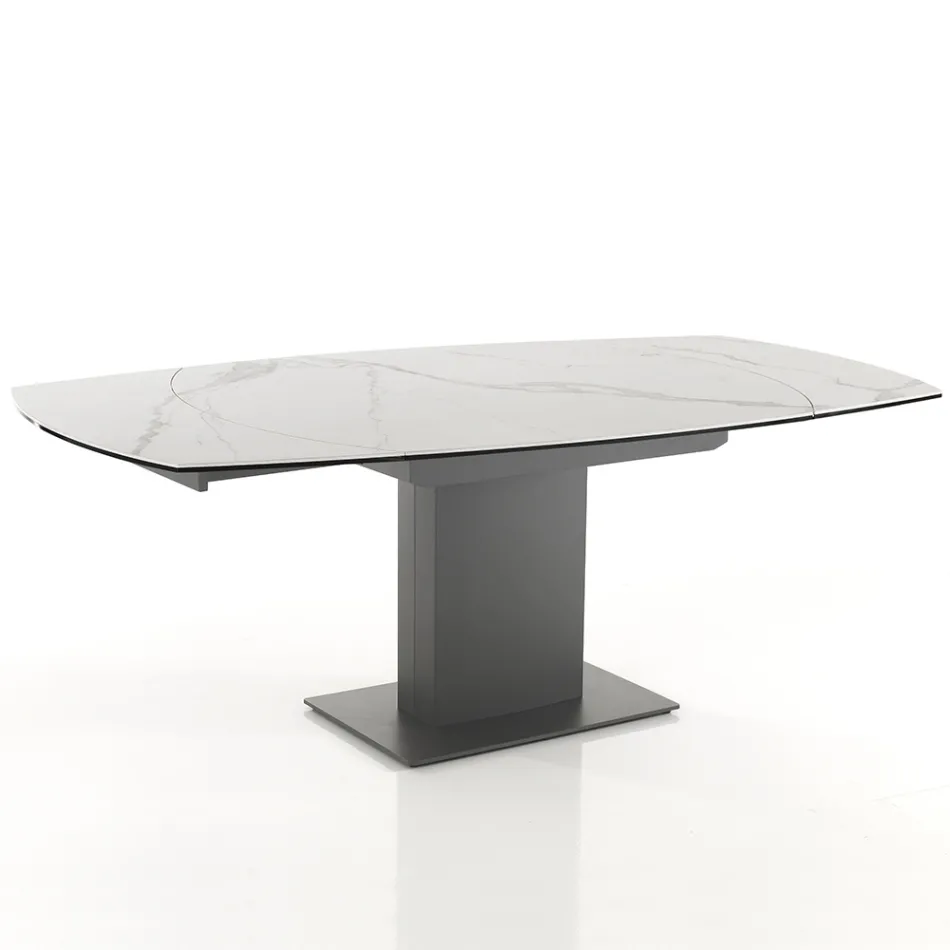 Table à manger extensible jusqu'à 180 cm en céramique et acier - Catone Viadurini