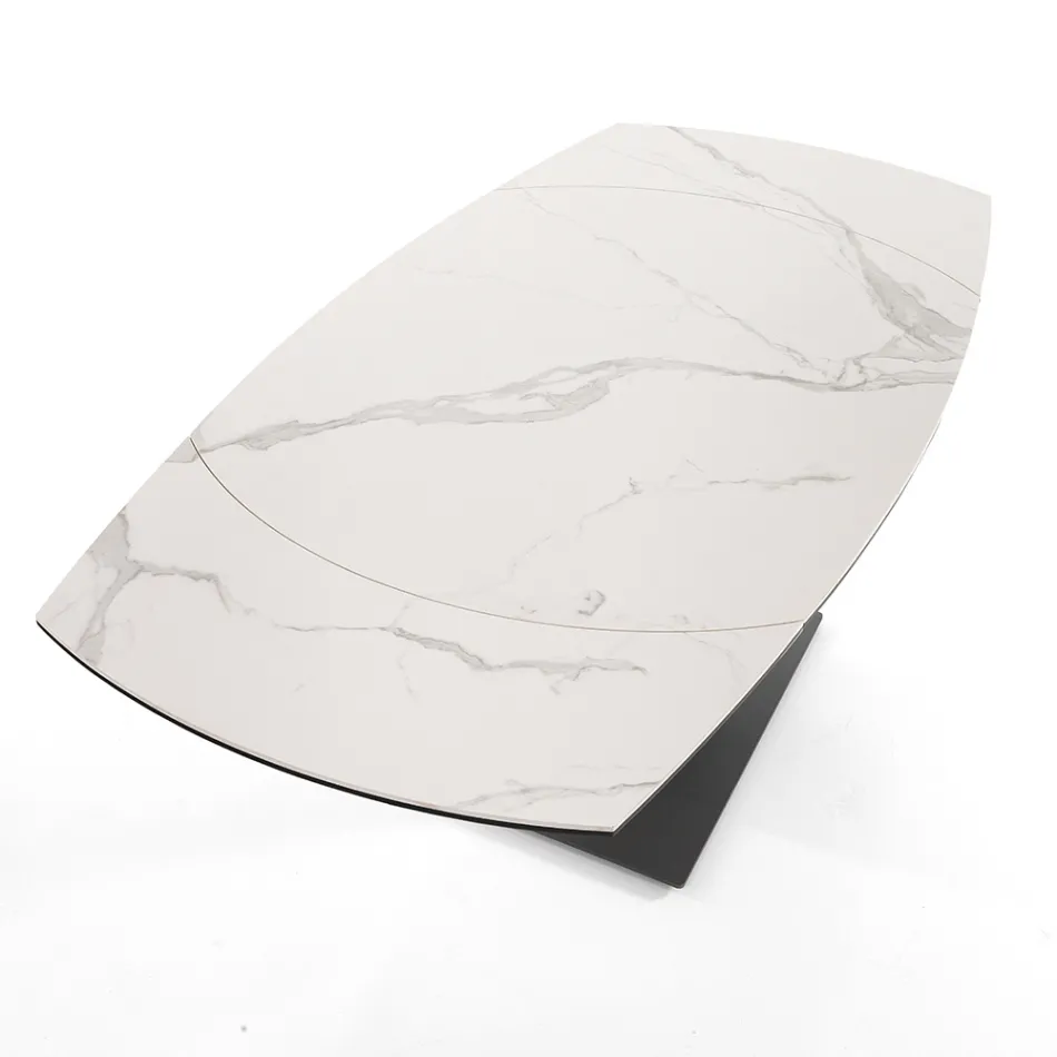 Table à manger extensible jusqu'à 180 cm en céramique et acier - Catone Viadurini