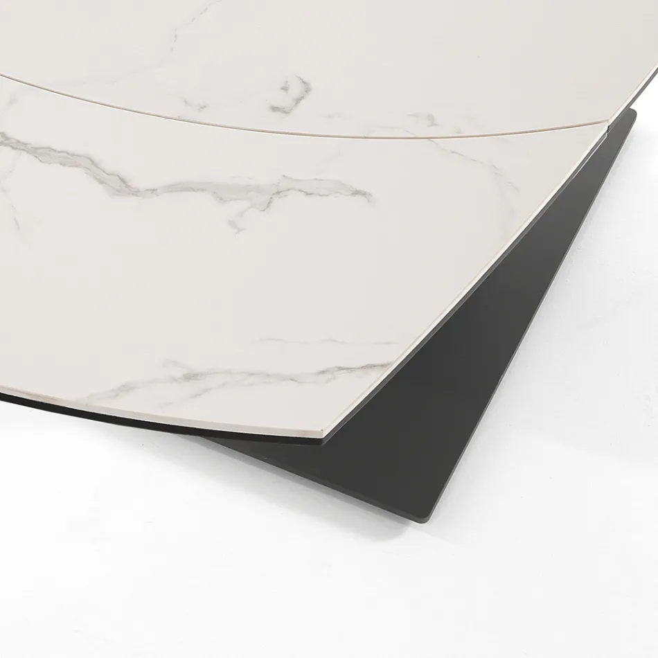 Table à manger extensible jusqu'à 180 cm en céramique et acier - Catone Viadurini