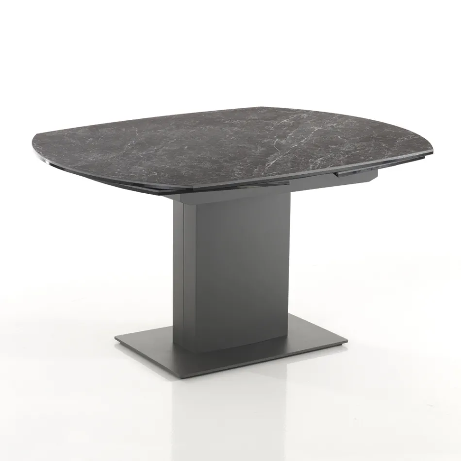 Table à manger extensible jusqu'à 180 cm en céramique et acier - Catone Viadurini