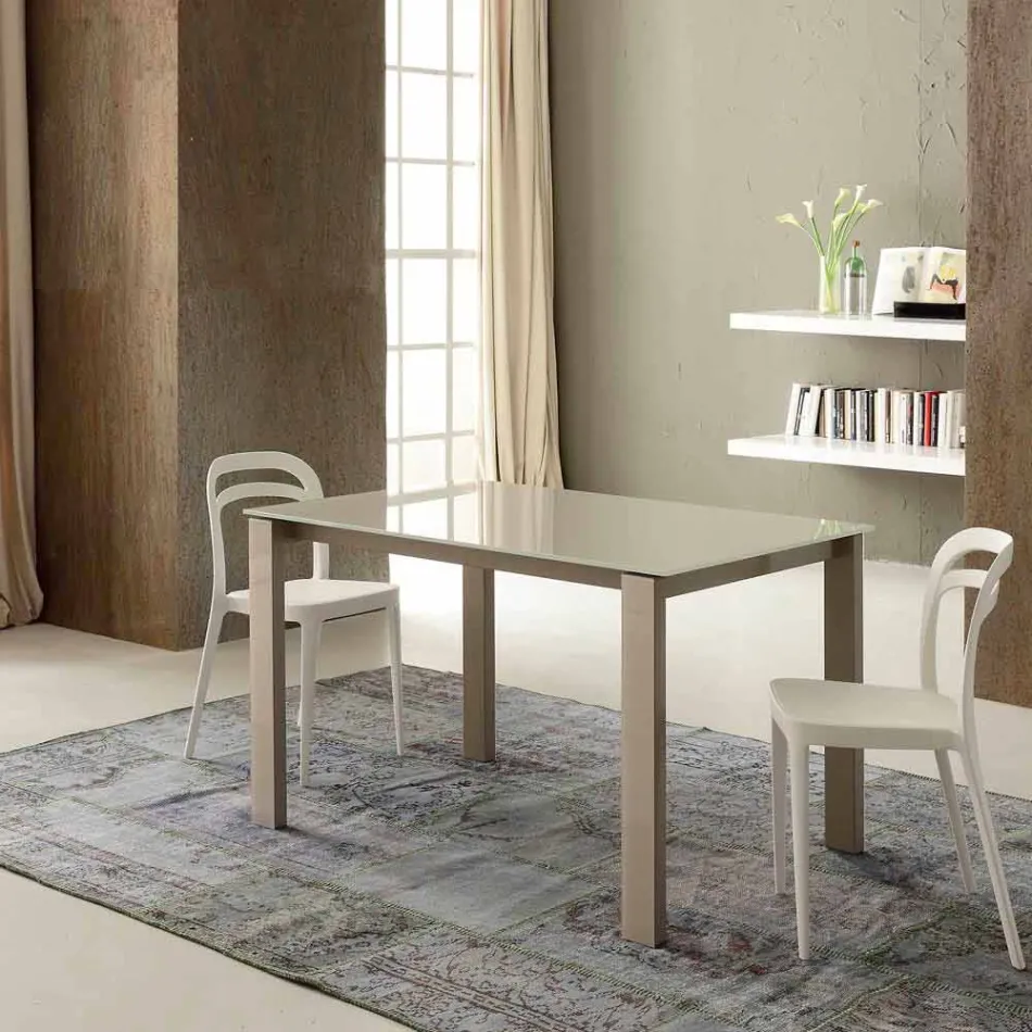 Table à manger extensible jusqu'à 204 cm en cristal Made in Italy - Palladio Viadurini
