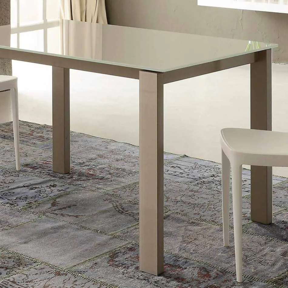 Table à manger extensible jusqu'à 204 cm en cristal Made in Italy - Palladio Viadurini