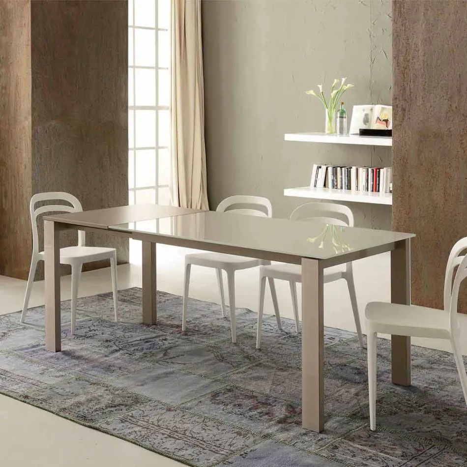 Table à manger extensible jusqu'à 204 cm en cristal Made in Italy - Palladio Viadurini