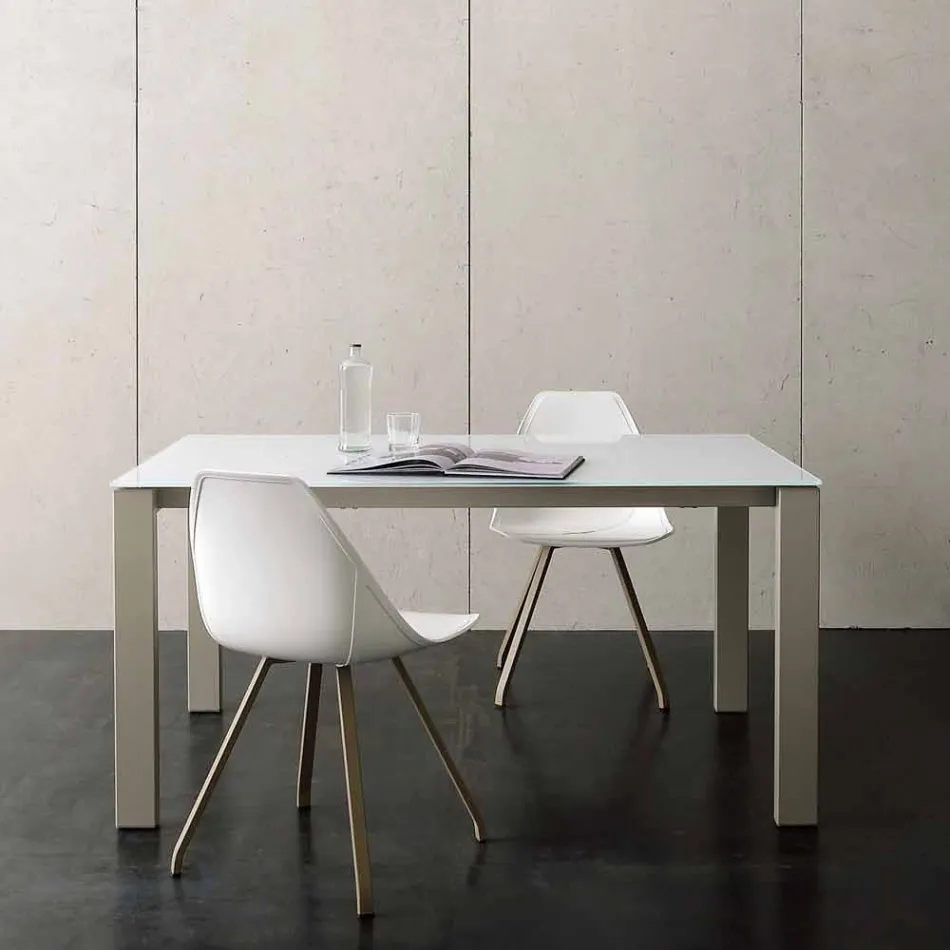 Table à manger extensible jusqu'à 204 cm en cristal Made in Italy - Palladio Viadurini