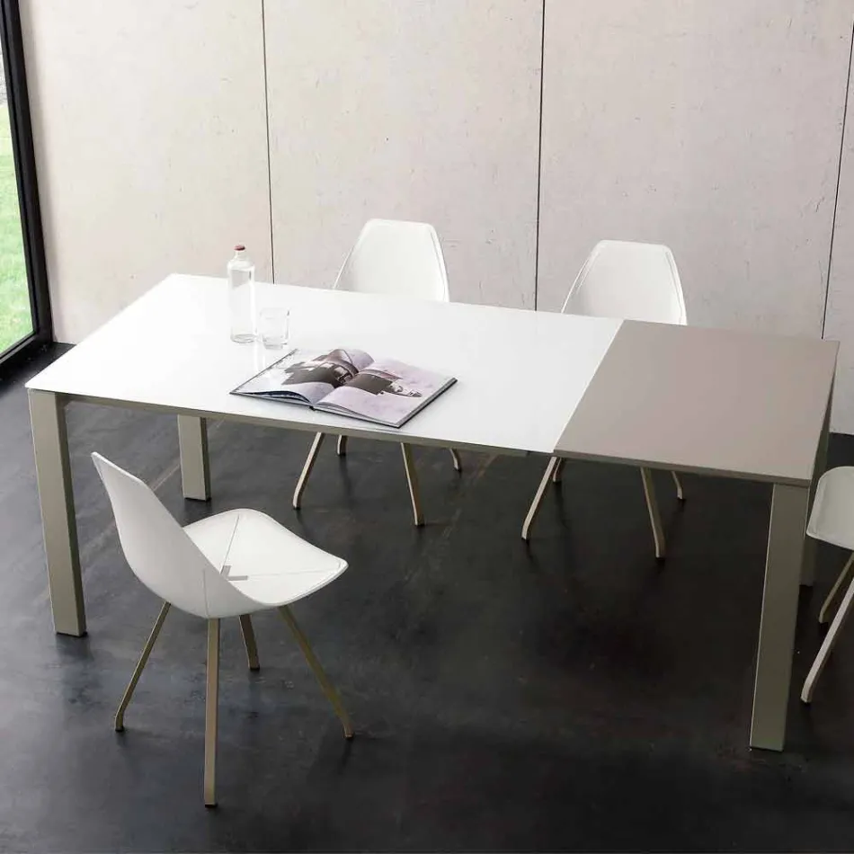 Table à manger extensible jusqu'à 204 cm en cristal Made in Italy - Palladio Viadurini