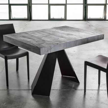 Table à manger extensible jusqu'à 220 cm avec plateau en mélamine - Amiro Viadurini