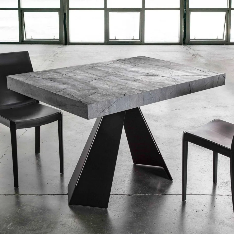 Table à manger extensible jusqu'à 220 cm avec plateau en mélamine - Amiro Viadurini