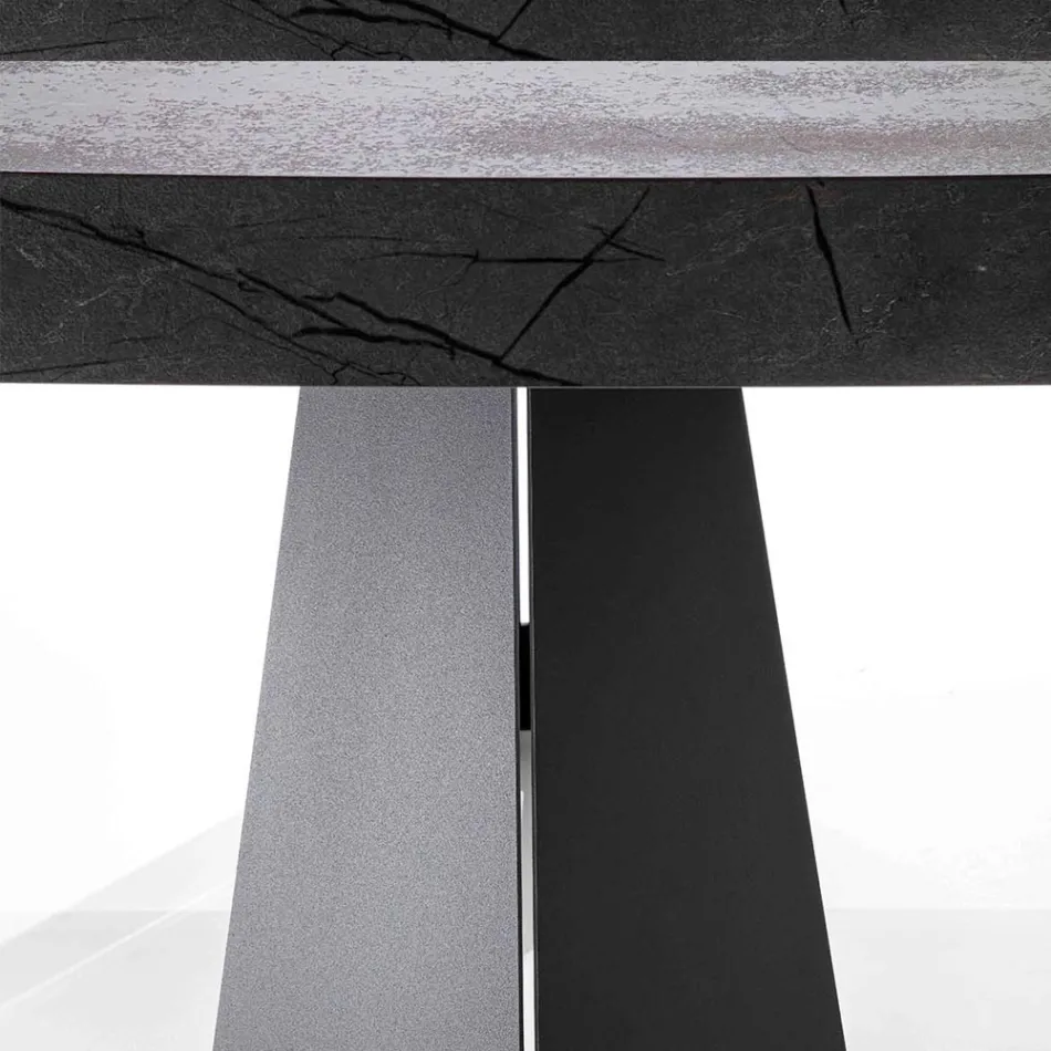 Table à manger extensible jusqu'à 220 cm avec plateau en mélamine - Amiro Viadurini
