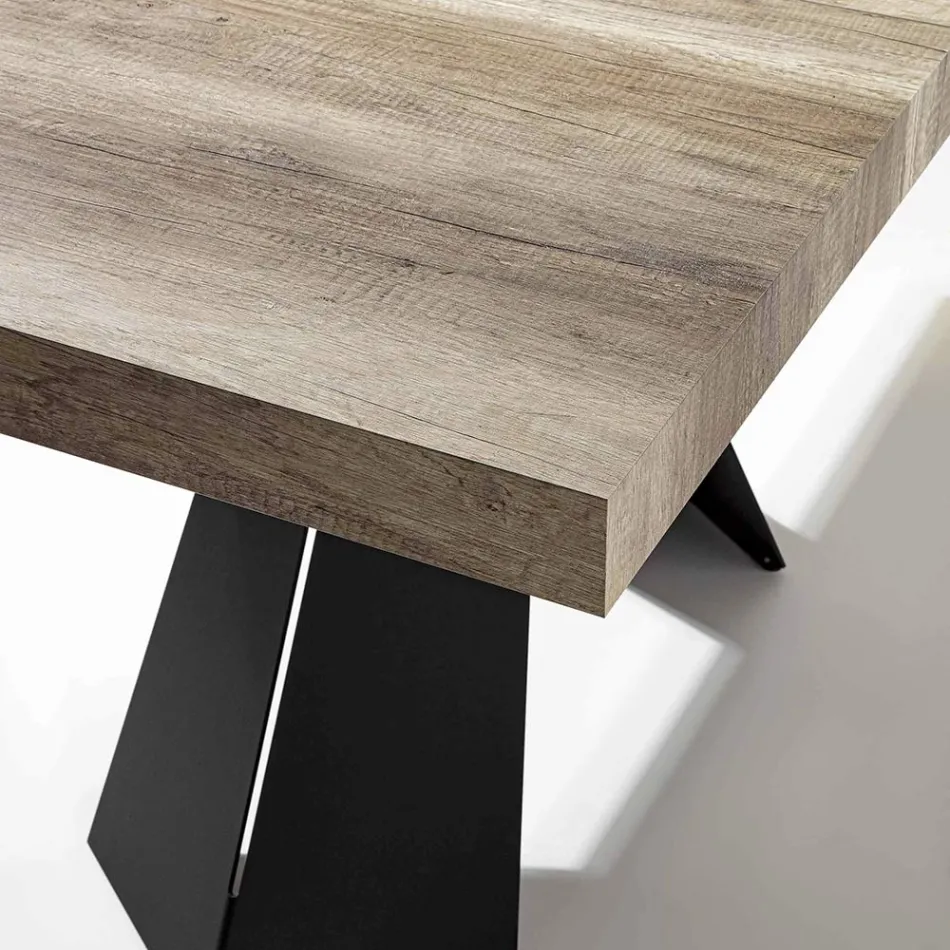 Table à manger extensible jusqu'à 220 cm avec plateau en mélamine - Amiro Viadurini