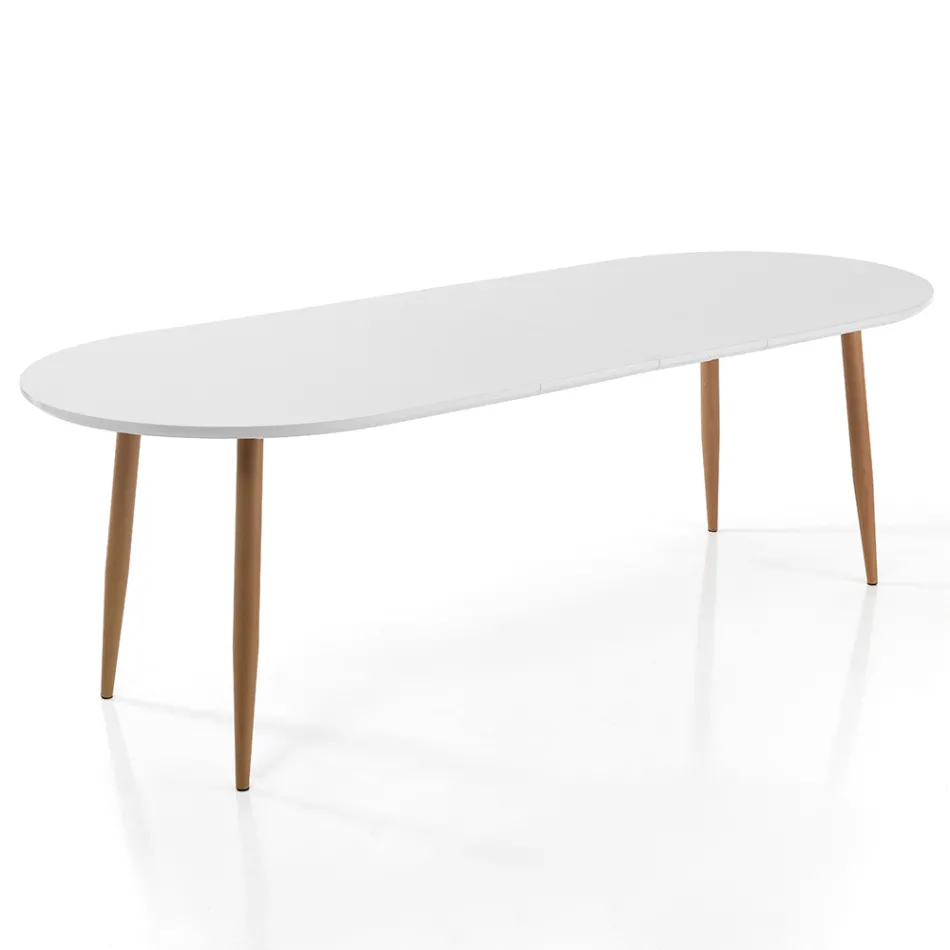 Table à manger extensible jusqu'à 220 cm en Mdf blanc mat - Toledo Viadurini