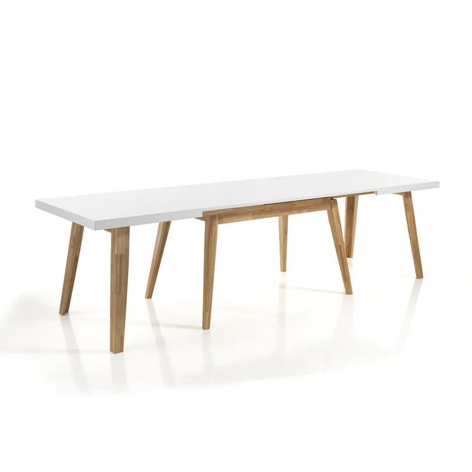 Table à manger extensible jusqu'à 235 cm en Mdf laqué blanc - Fedora Viadurini