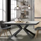Table à manger extensible jusqu'à 240 cm en céramique et métal - Ugo Viadurini