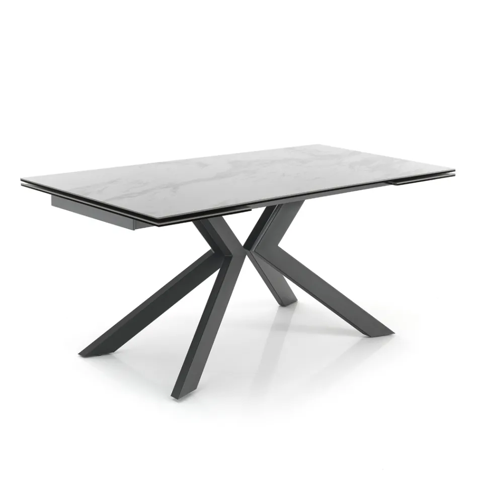 Table à manger extensible jusqu'à 240 cm en céramique et métal - Ugo Viadurini